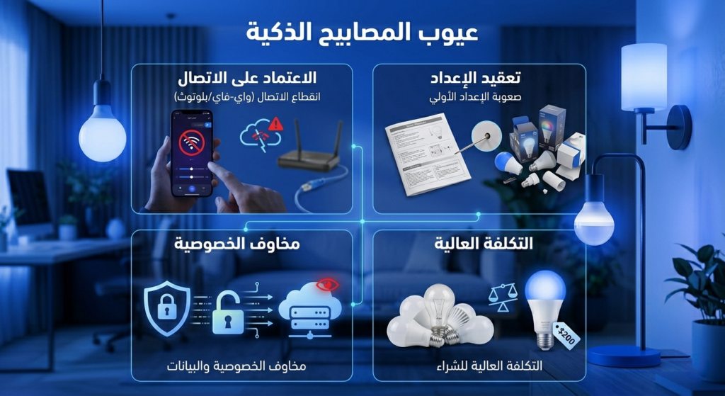 عيوب المصابيح الذكية